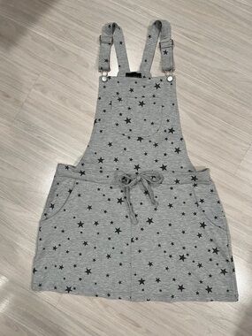 Gray Star Print Overall Dress
